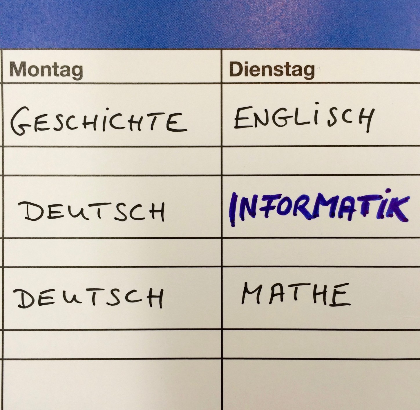Informatik Stundenplan